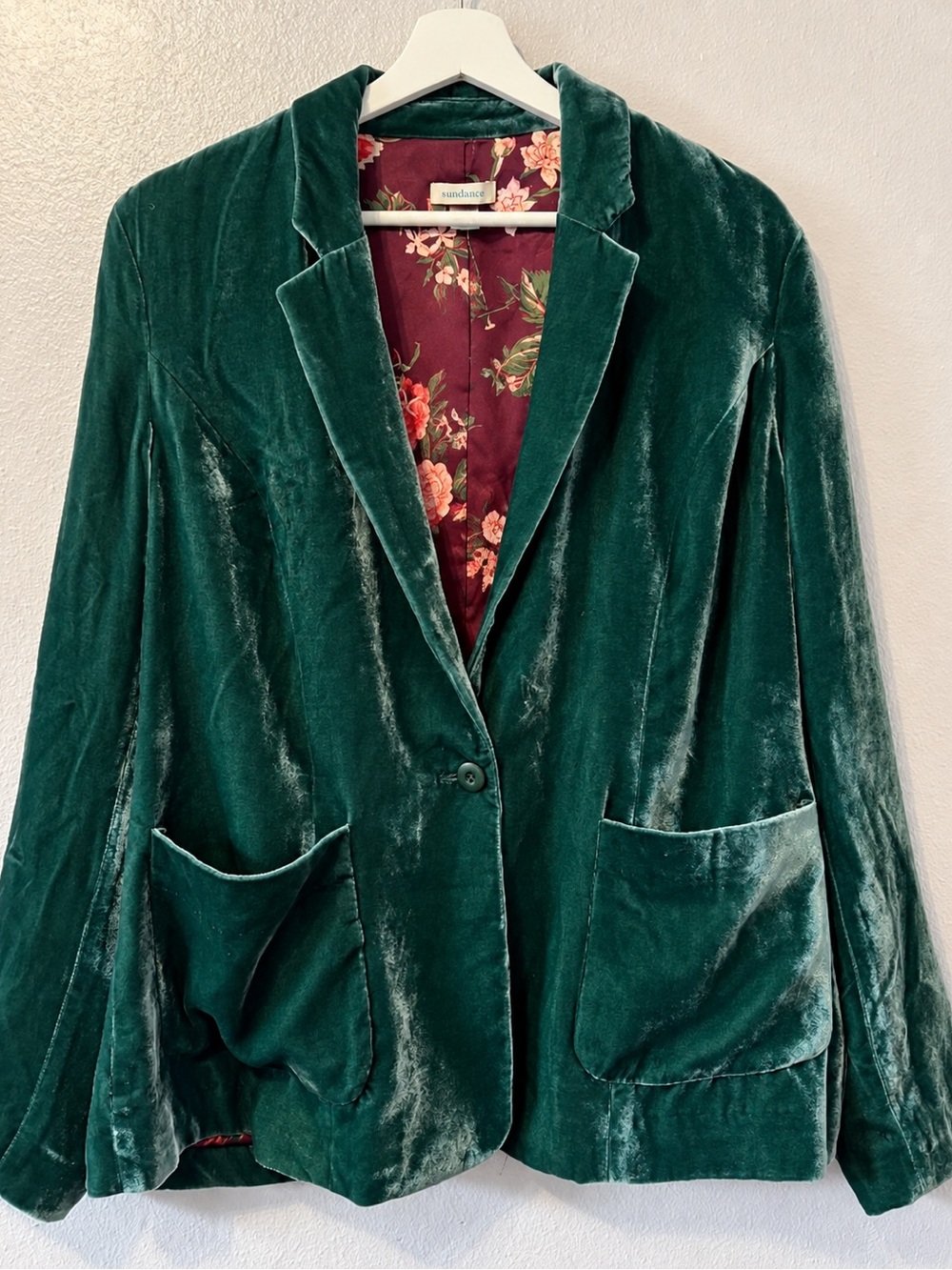 Sundance Beau Velvet Blazer NWOT Size 12 Silk Blend Floral Lined Jacket